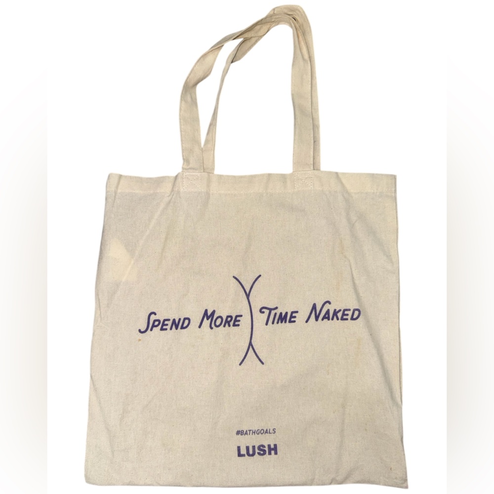 Lush Cosmetics Spend More Time Naked Canvas Tote Bag Cream Purple